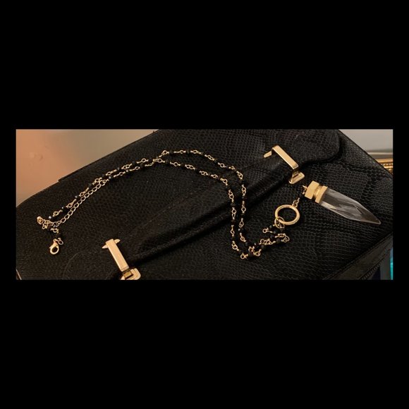 Quartz/Black Onyx Necklace New - Picture 3 of 3